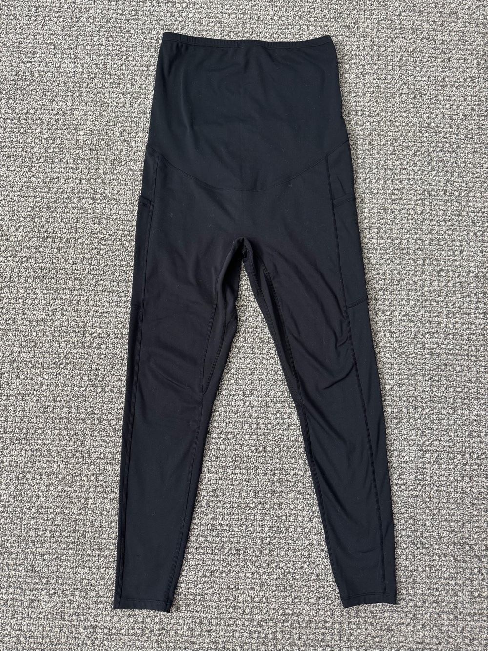 Poshdivah Black Maternity Leggings with Side Pockets